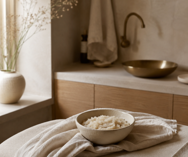 Wasbak en verzorgingshoek in de behandelkamer van Sen Wellness